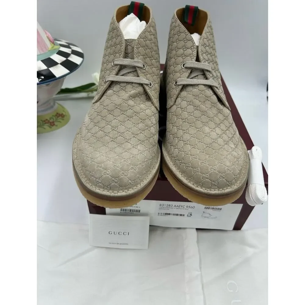 Men's Gucci, GG embossed desert boots size 10 made in Italy